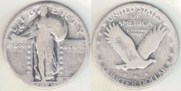 1929 USA silver Quarter Dollar A003752